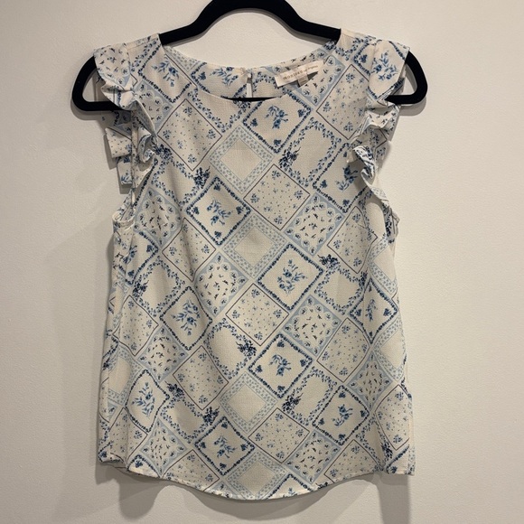 Monteau Blue and White Patterned Blouse - Picture 1 of 4
